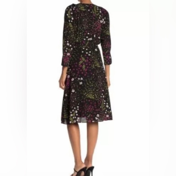 🎉HP🎉New! Joie Acantha 3/4 Sleeve Black Floral Wrap Dress Size Large🌿 - Picture 4 of 12